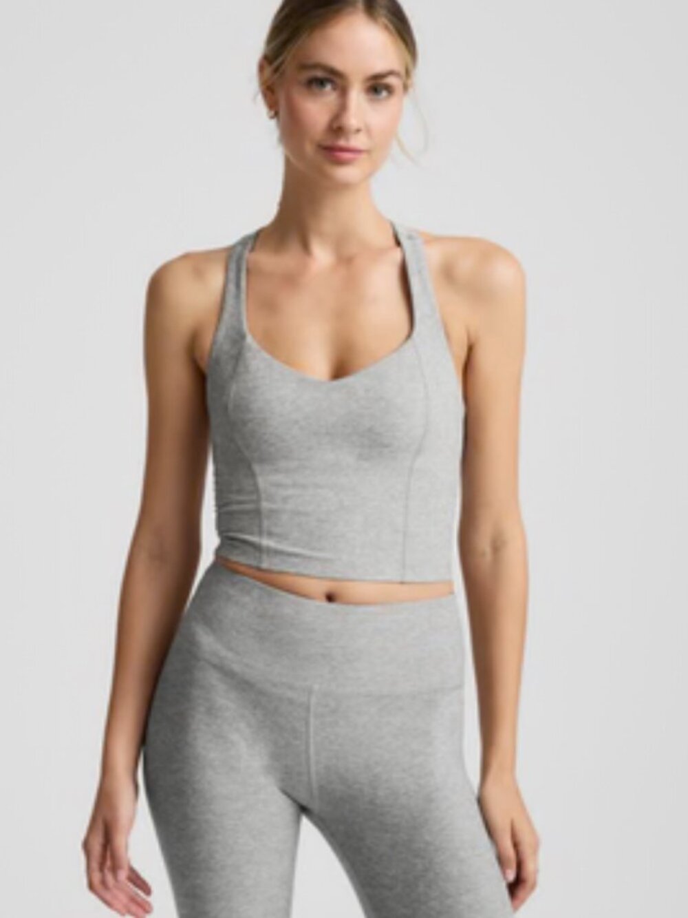 Beyond Yoga Spacedye Intensity Racerback Cropped Tank in Silver Mist size XS